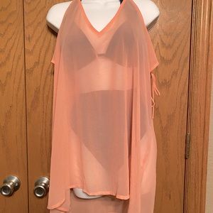 Cold Shoulder V-neck Mid-length Coverup